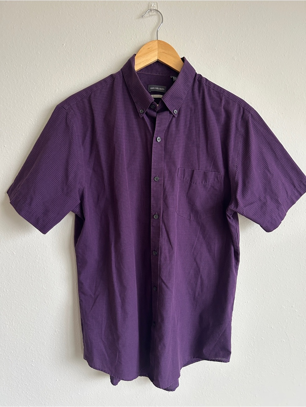 Van Heusen Deep Purple Short-Sleeve Button-Down Shirt